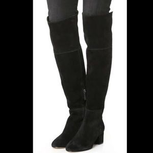 Club Monaco Black Suede Knee High Boots Heels Women's Boots (size 7)